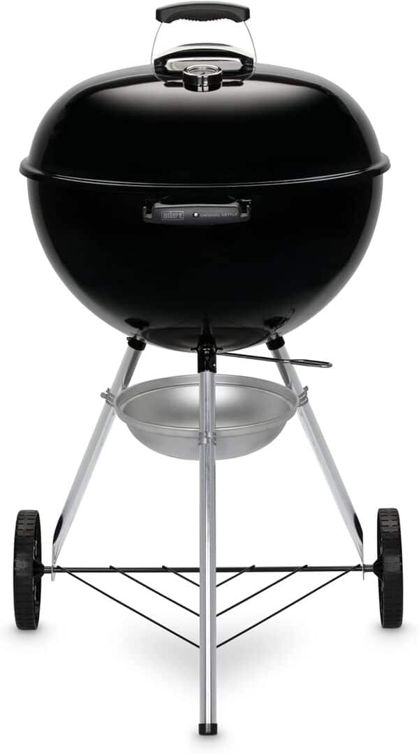 Weber Original Kettle Barbecue au Charbon de Bois, Surface de Cuisson Ø 57cm, Couvercle et cuve en Acier emaillé, thermomètre intégré au Couvercle, système de Nettoyage One-Touch - Noir (14101004)