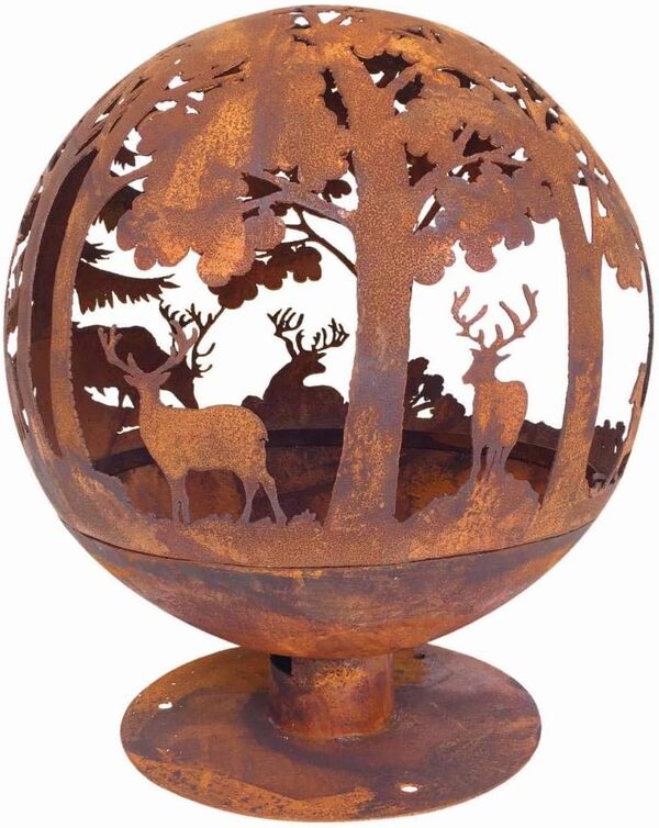 Brasero Rond en métal Effet rouillé