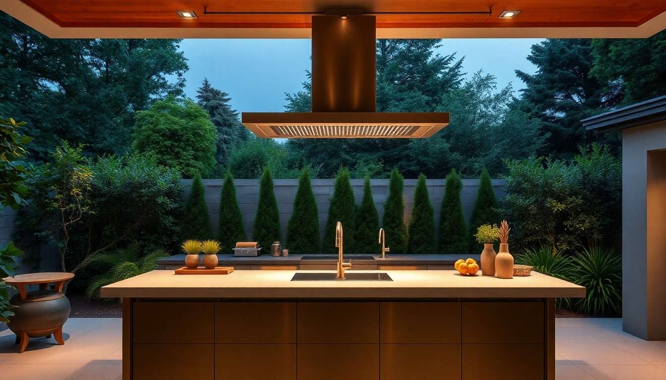 &eacute;clairage et accessoires : les indispensables pour une cuisine de jardin raffin&eacute;e