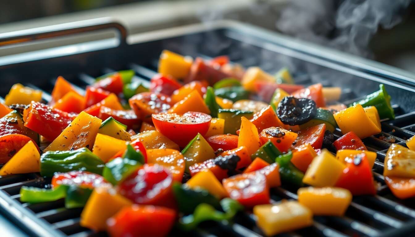 Accompagnements et pr&eacute;sentation des l&eacute;gumes &agrave; la plancha