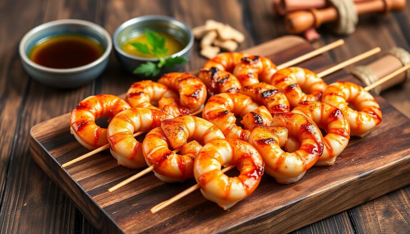 Brochettes de Gambas au Saké : recette Inratable pour un Barbecue Parfait