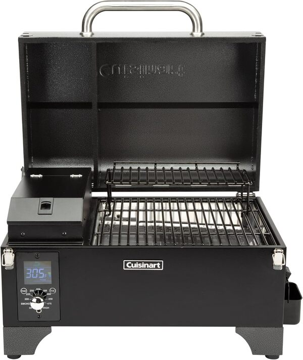 Cuisinart CPG-256 Barbecue portable à granulés de bois et fumoir, noir et gris foncé