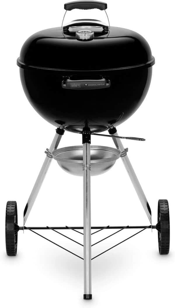 Weber Original Kettle Barbecue au Charbon de Bois, Surface de Cuisson Ø 47cm, Couvercle et cuve en Acier emaillé, thermomètre intégré au Couvercle, système de Nettoyage One-Touch - Noir (13101004)