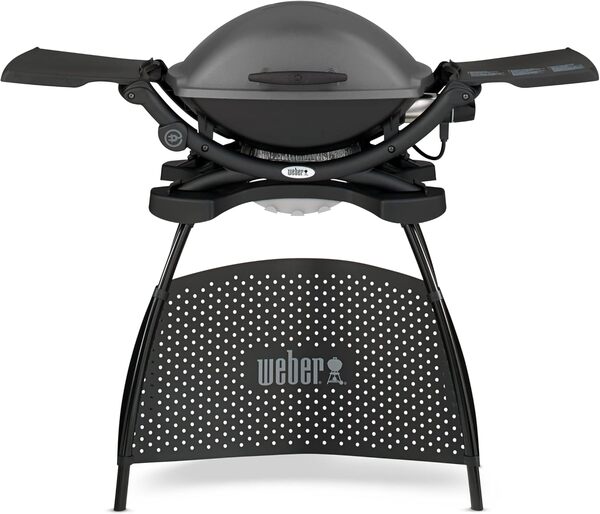 Weber Q2400 55020879 Barbecue électrique avec pied & tables latérales rabattables Gris foncé 55 x 39 cm