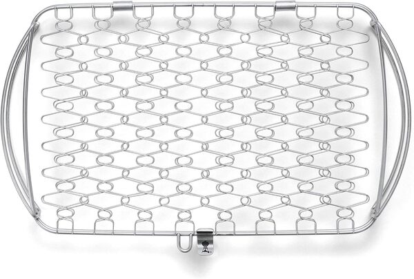 Weber Support pour poisson & légumes/panier - Grand (46 x 28cm), en acier inoxydable, idéal pour les produits délicats, retournement facile sur le barbecue, compatible lave-vaisselle - Argent (6471)