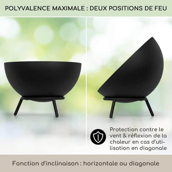 Blumfeldt Brasero Exterieur pour Le Jardin, Brasero Plancha Portable avec Grille de BBQ, Pare-Etincelles et Bol en Acier, Brasero Barbecue avec Foyer pour Le Camping, Brûleur à Bois, 66 x 66 cm