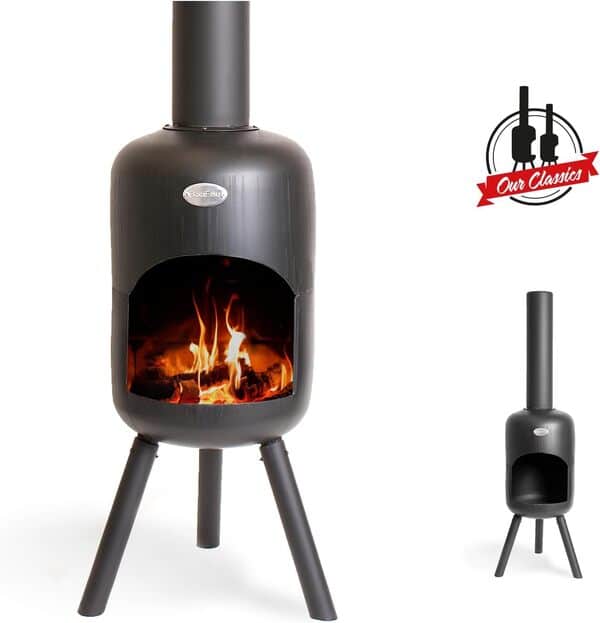 BonFeu - Brasero Exterieur - Brazeros Exterieur - Brasero Barbecue avec Grille- Barbecue Plancha Grilles - Brasero pour Jardin - (BonBini Noir (29x29x117cm))