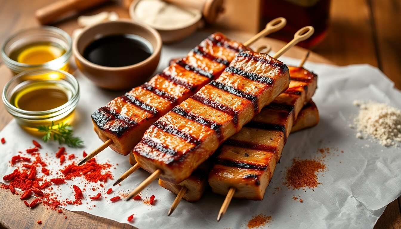 Brochettes de porc épicées au barbecue : recette savoureuse
