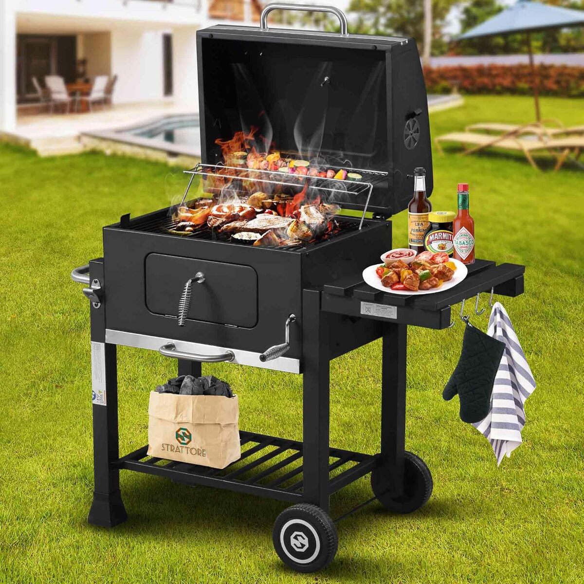 Test du barbecue Strattore charbon de bois réglable XL