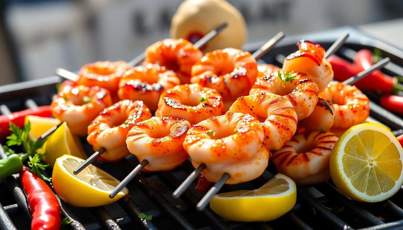 Recette de Brochettes de Gambas au Barbecue