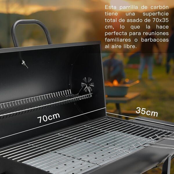 TEENO Barbecue Charbon de Bois,avec Grille de Cuisson XXL,Gants Anti-BrûLures, ThermomèTre,Tiroir à Cendres, éVent RéGlable,Grand Barbecue au Charbon de Bois (Basic)