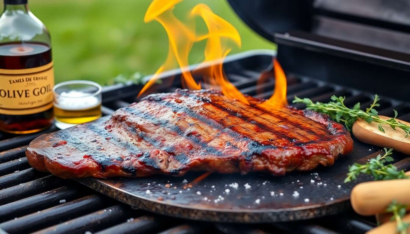 Bavette de bœuf flambée : technique de cuisson au barbecue