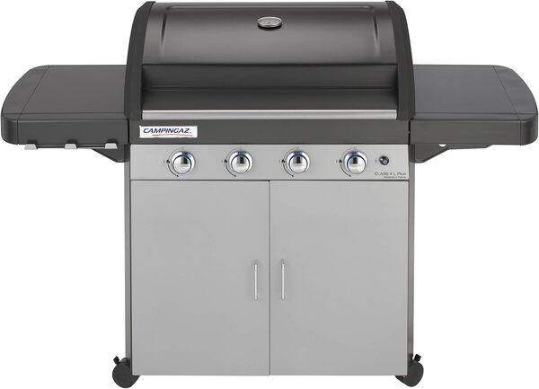 Campingaz Barbecue à gaz Class 4 L Plus, 4 brûleurs, Puissance 12.8kW & Cover Premium XL, Housse Solide étanche Barbecue revêtue PU, résistante intempéries, Cordon de Serrage, Noir