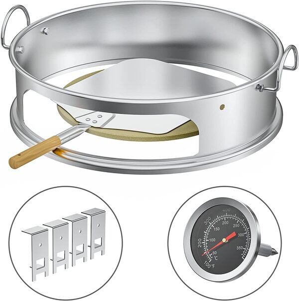 Onlyfire BRK-6023 INOX Pizza Four kit Ensemble Complet PizzaRing pour Weber 57 cm Bouilloire Grill et Beaucoup d’Autres modèles, Pizza au Grill à Charbon de Bouilloire