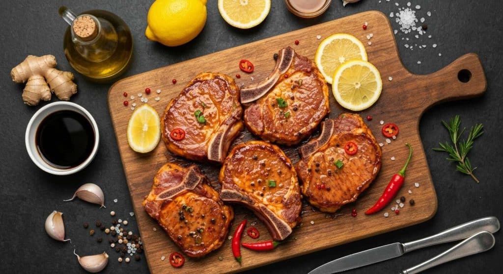 Marinade piquante citron-gingembre pour côtelettes de porc