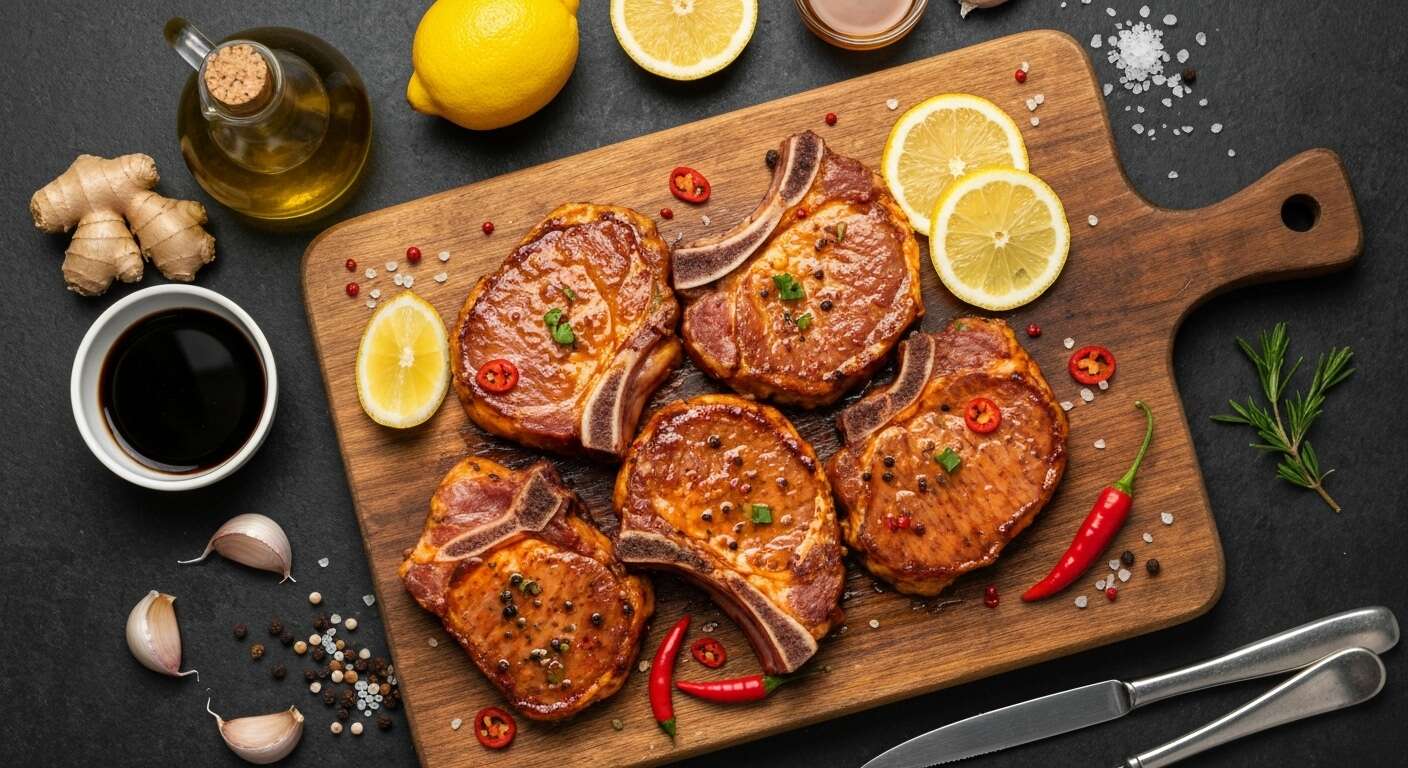 Marinade piquante citron-gingembre pour côtelettes de porc