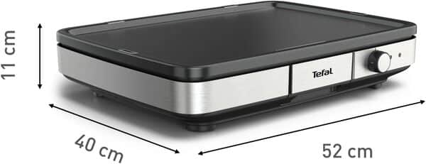 Tefal Maxi Plancha électrique extérieur et intérieur format XXL10/12 Personnes avec protection contre les éclaboussures et Thermostat réglable Inox CB690D12
