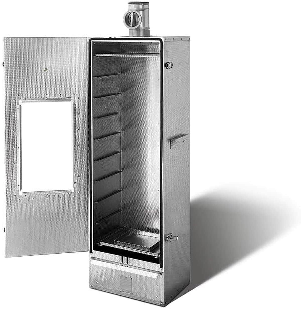 Test du fumoir Smoki isolé avec fenêtre en acier inoxydable V2A