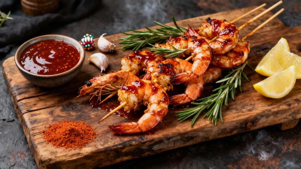Brochettes de Crevettes : recette à Sauce Piquante BBQ