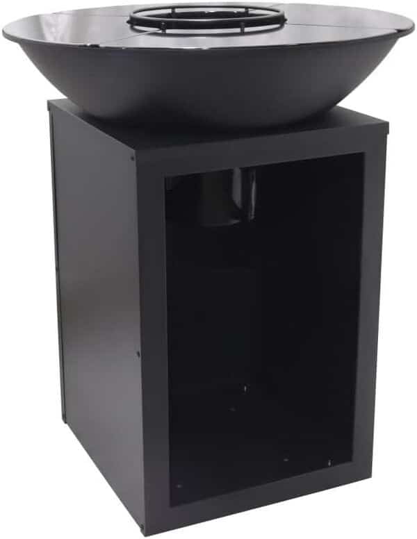 Vente-unique - Barbecue plancha brasero à charbon et bois avec rangement L80 x l80 x H95 cm noir - IGNOS