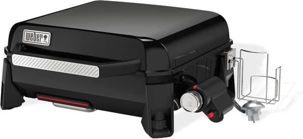 Weber Plancha à gaz SLATE GP Premium/Diffusion de chaleur d'un bord à l'autre, jusqu'à 260 °C, plancha antiadhésif émaillé (43 x 41 cm), pieds réglables en hauteur, noir