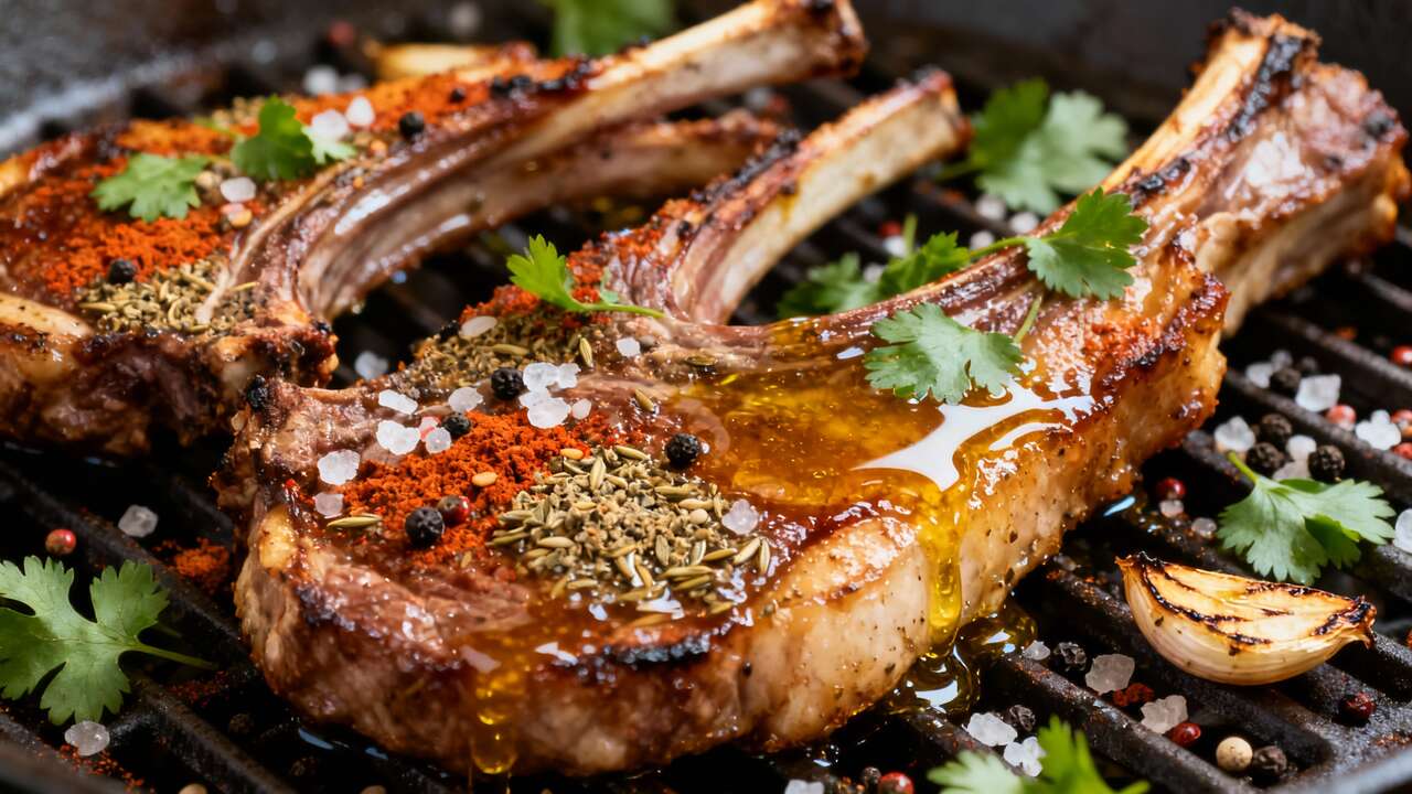 Côtes d'agneau aux épices et miel au barbecue