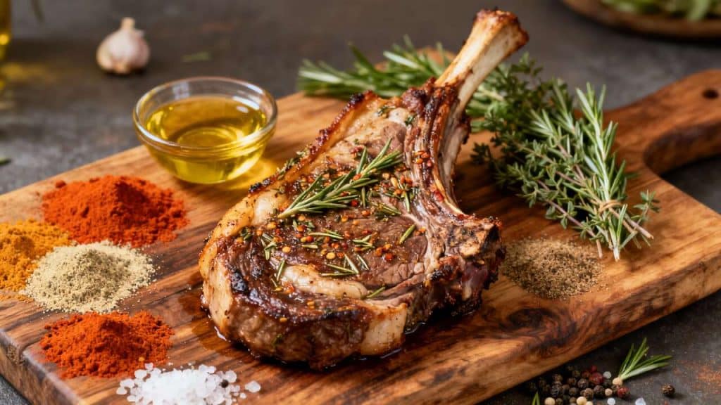 Agneau grillé : infusion d'herbes et d'épices