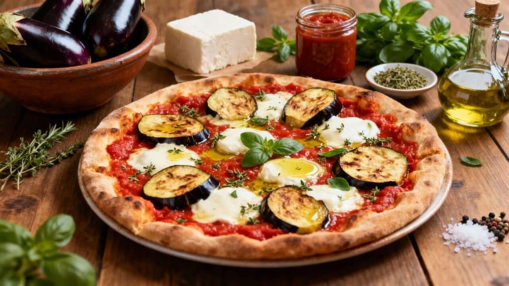 Recette Pizza Aubergines et Mozzarella Simple et Savoureuse
