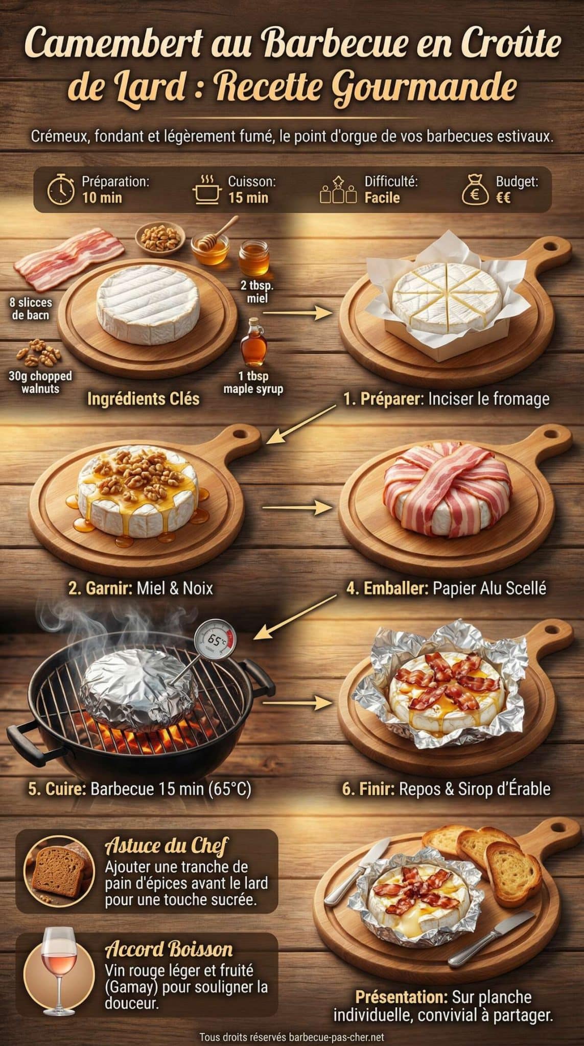 Fiche recette Camembert au Barbecue en Cro&ucirc;te de Lard : recette Gourmande