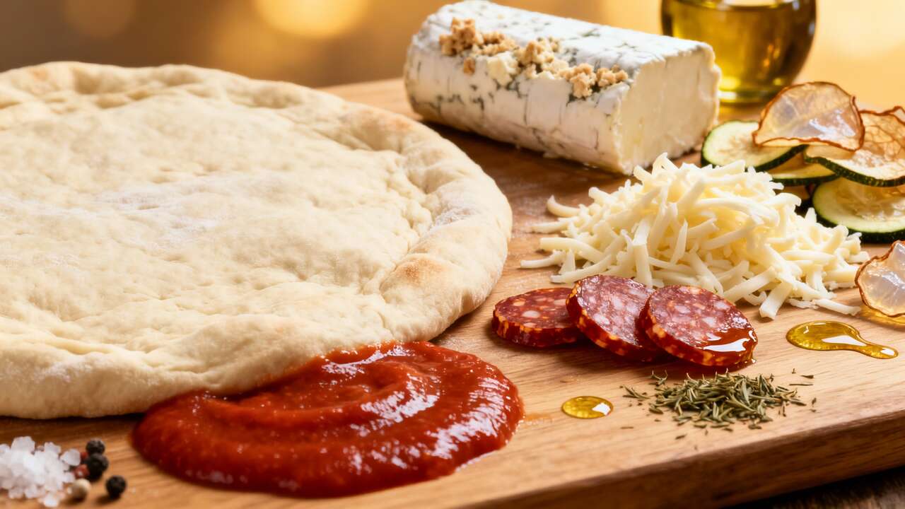 Pizza chorizo courgette chèvre : recette savoureuse