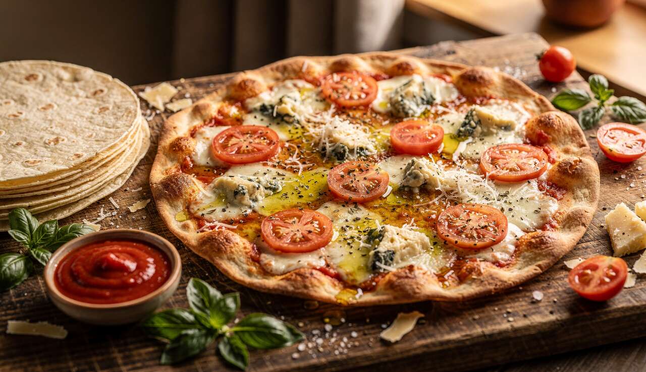 Pizza Tortilla aux Trois Fromages : recette Délicieuse et Facile