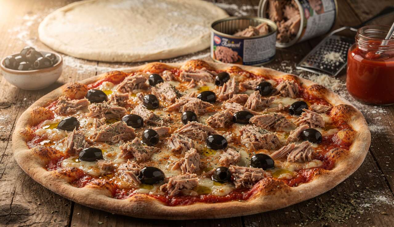 Pizza au thon et olives : recette savoureuse à tester