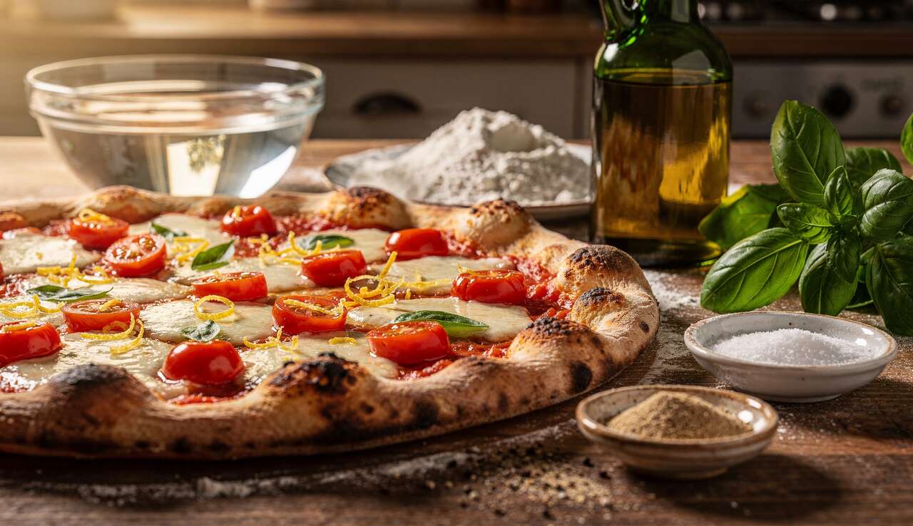 Recette de pizza complète aux tomates cerise et citron