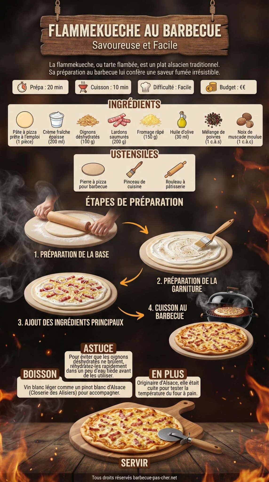 Fiche recette Flammekueche au Barbecue : recette Savoureuse et Facile