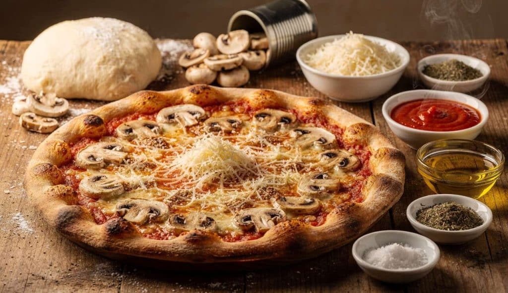 Pizza Champignons, mozzarella et Parmesan : découvrez la Recette Savoureuse !