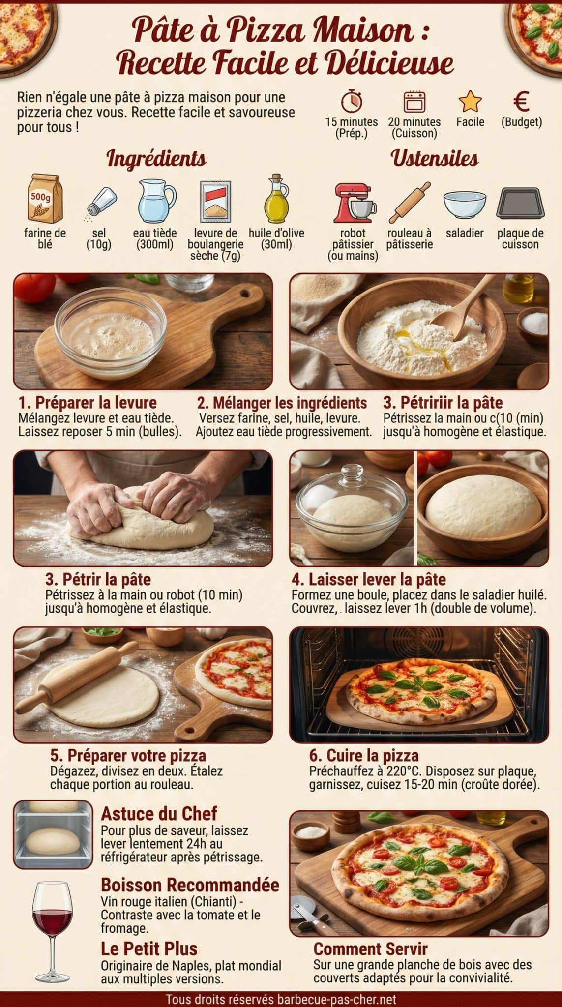 Fiche recette P&acirc;te &agrave; Pizza Maison : recette Facile et D&eacute;licieuse
