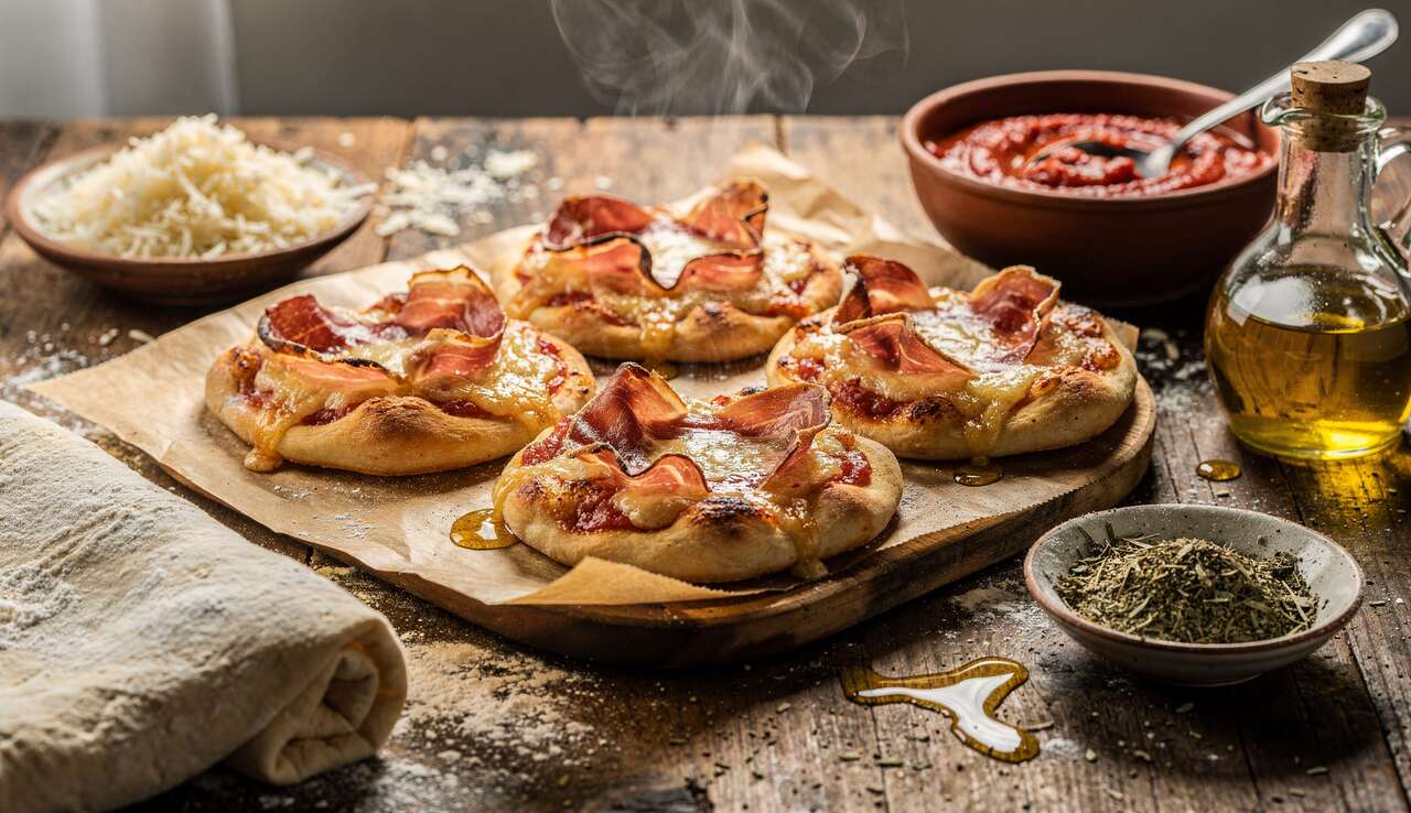 Mini-pizzas au parmesan et coppa : recette gourmande