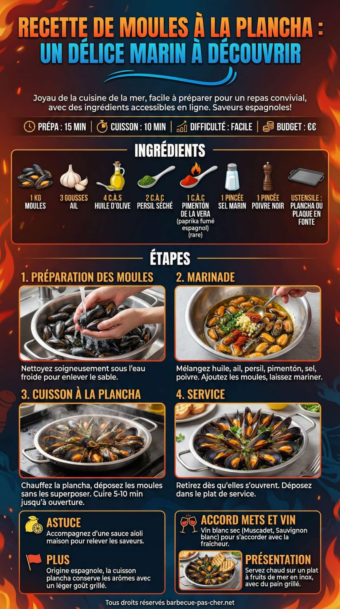Fiche recette Recette de moules &agrave; la plancha : un d&eacute;lice marin &agrave; d&eacute;couvrir
