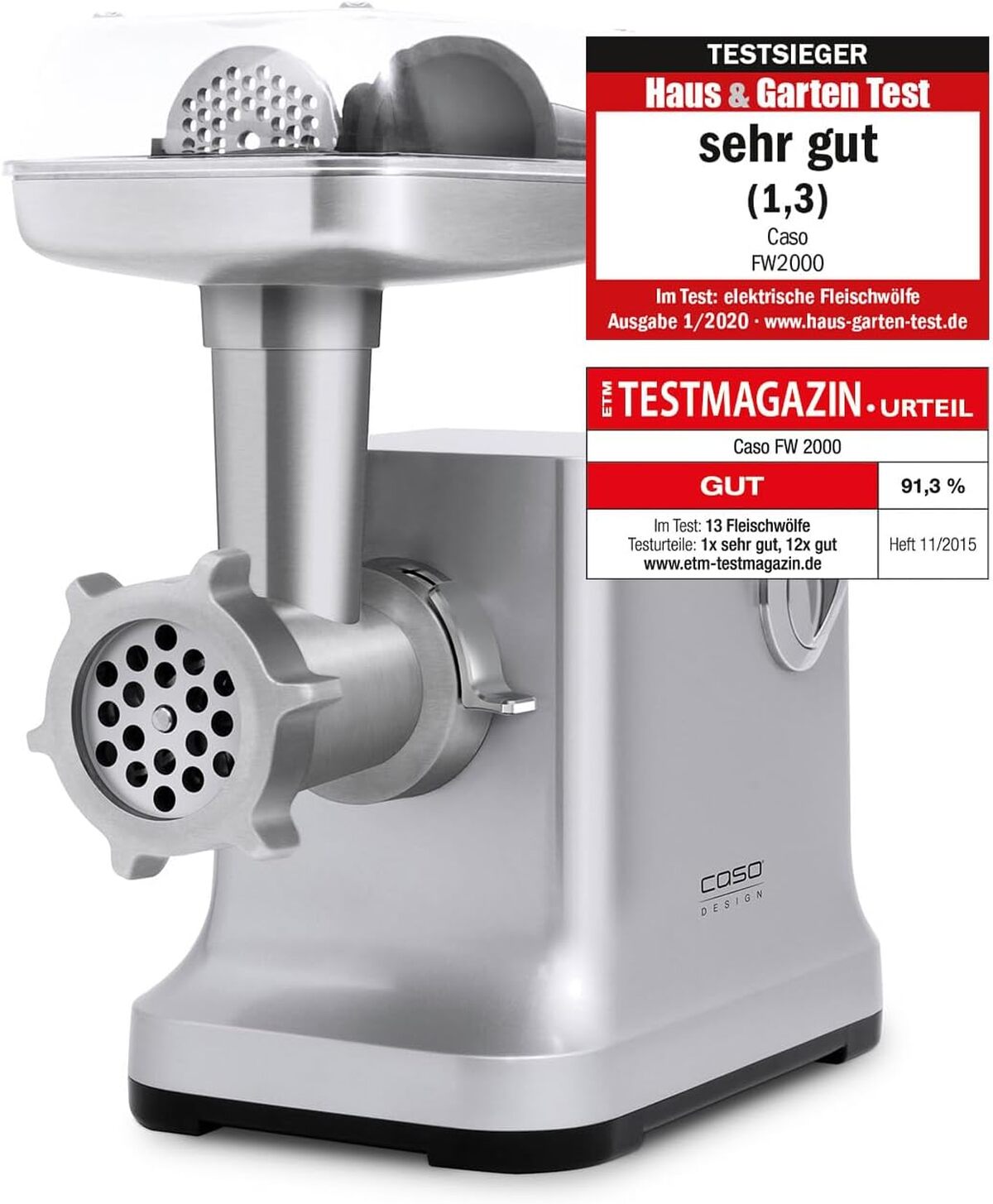 Test : hachoir à viande électrique Caso FW2000, 2025 W puissant et performant