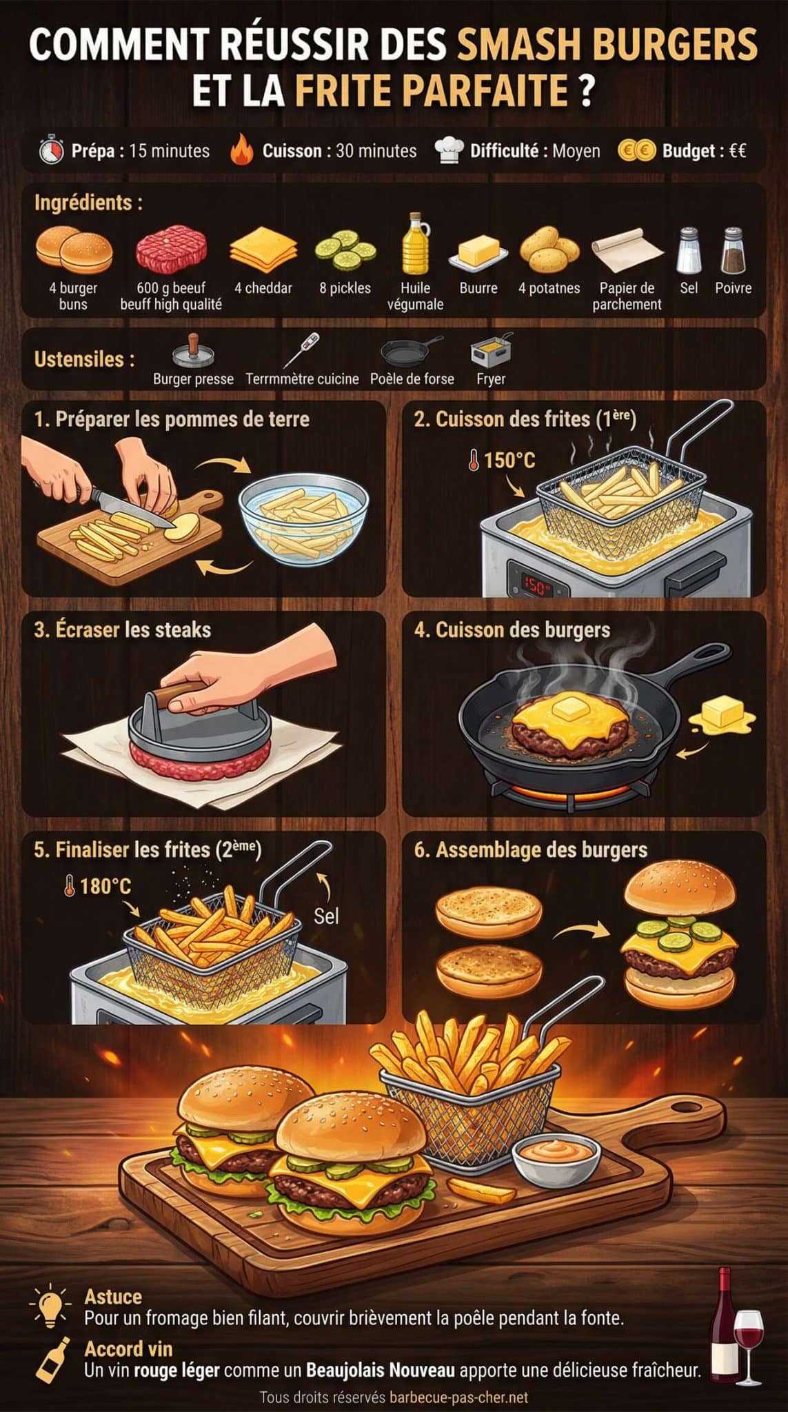 Fiche recette Comment réussir des smash burgers et la frite parfaite ? Fiche recette Comment réussir des smash burgers et la frite parfaite ?