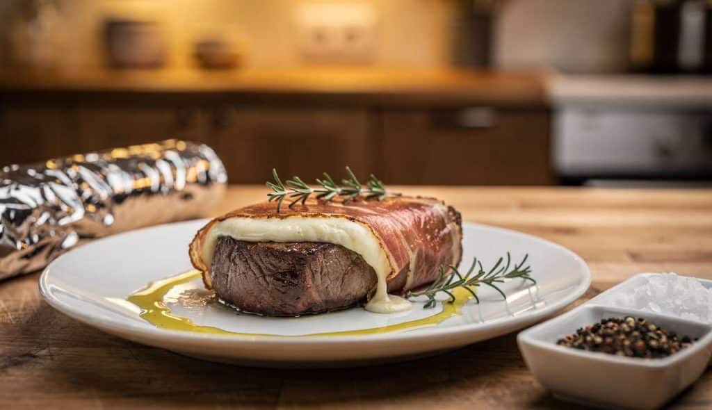 Filet mignon à la mozzarella et croûte de jambon : recette savoureuse