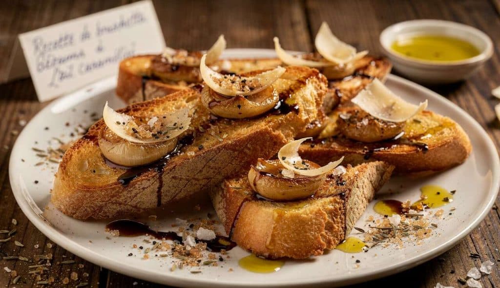 Recette de bruschetta à l'ail caramélisé