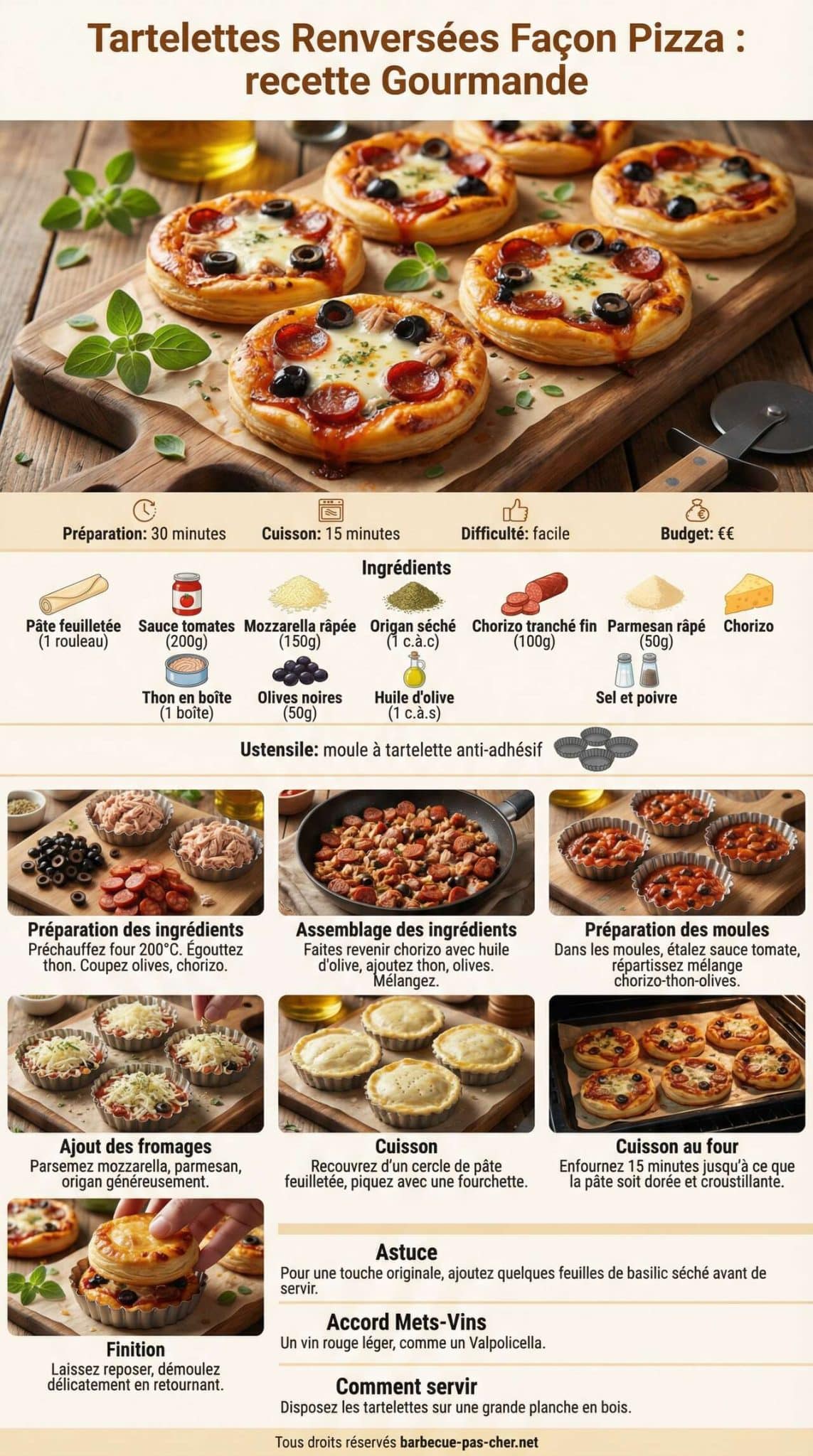 Fiche recette Tartelettes Renvers&eacute;es Fa&ccedil;on Pizza : recette Gourmande