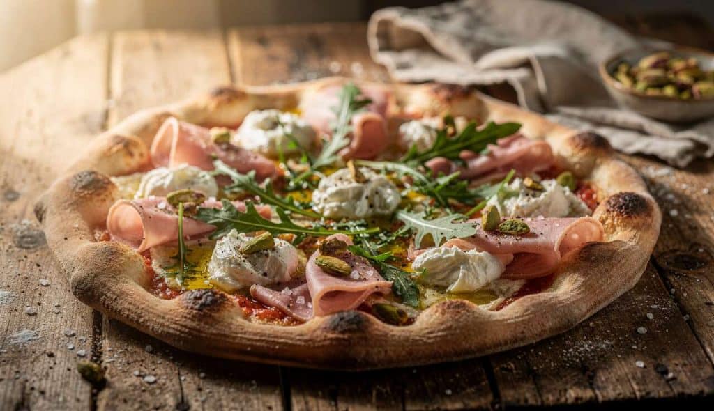 Pizza mortadella et pistaches : une recette gourmande