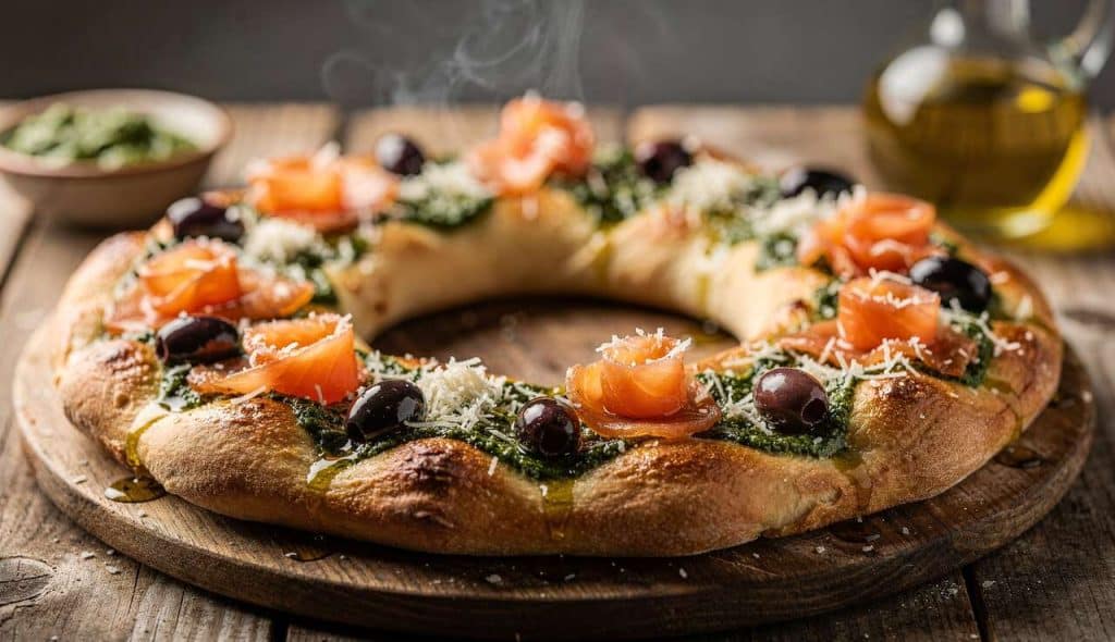 Pizza couronne au saumon fumé et pesto : une recette originale et savoureuse