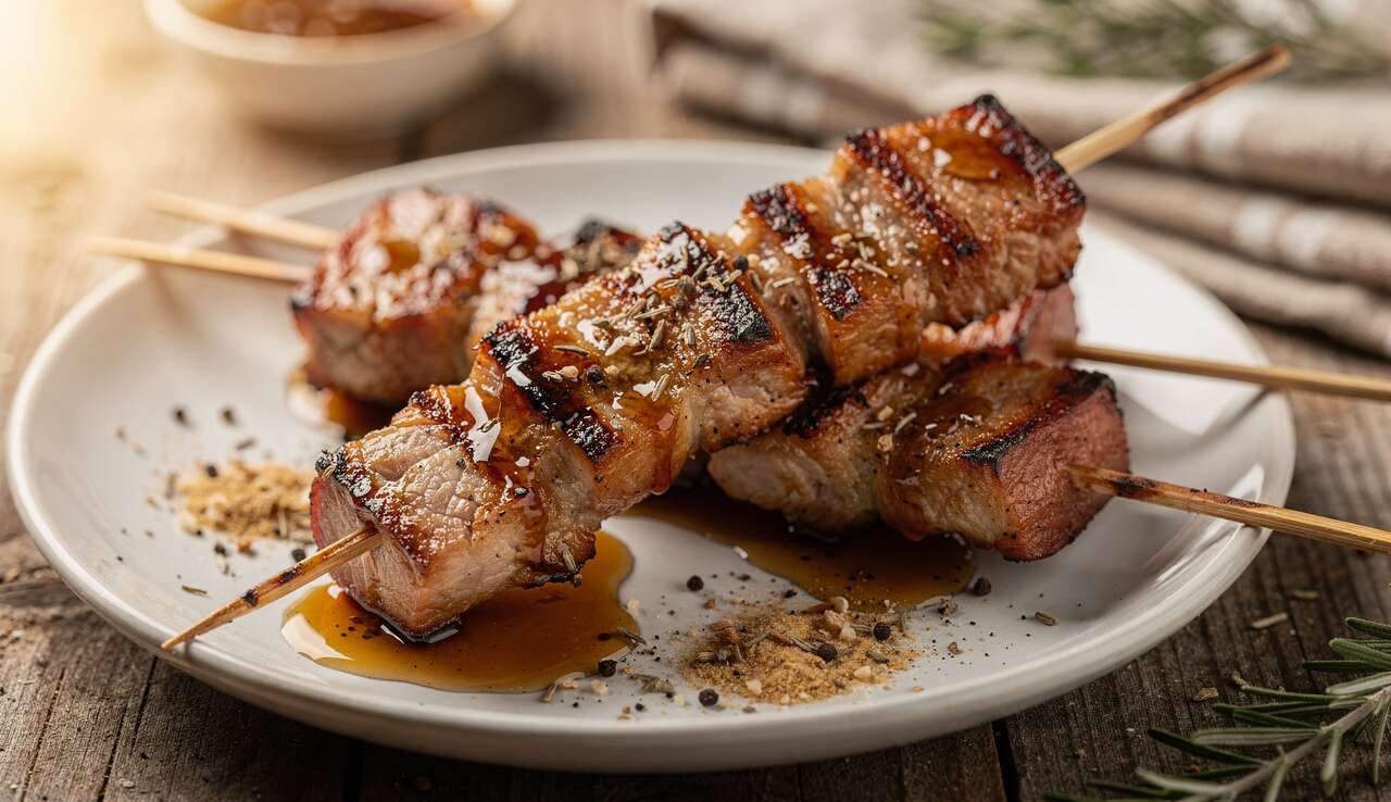 Brochettes de porc marinées au barbecue : recette savoureuse