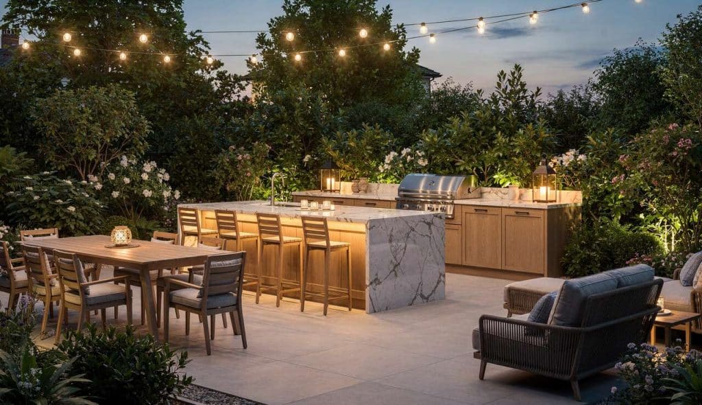 Faire briller une cuisine extérieure en soirée