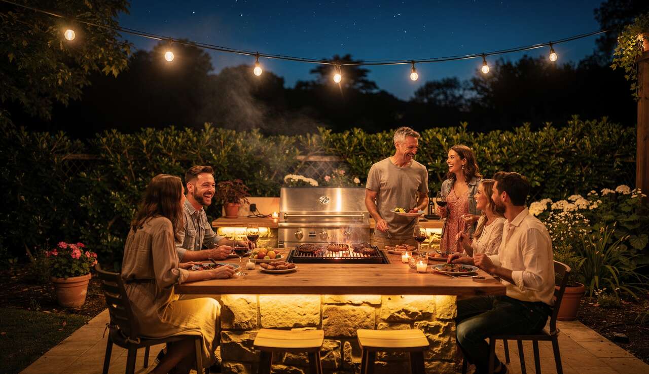 Préparer la cuisine extérieure pour la soirée Préparer la cuisine extérieure pour la soirée