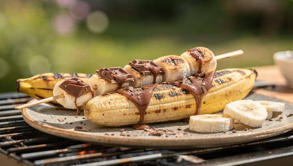 Bananes et marshmallow grillés au barbecue : recette gourmande