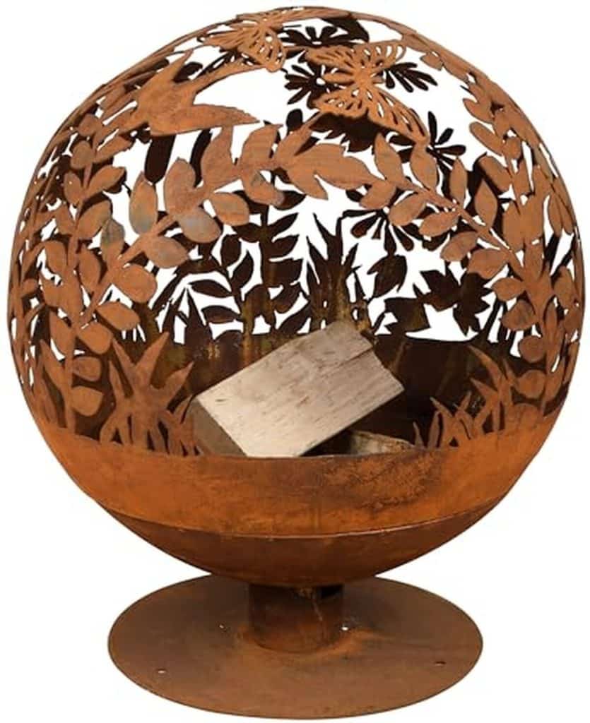 Test du brasero métal globe feuille : ambiance et design rouillé Ø 58 cm